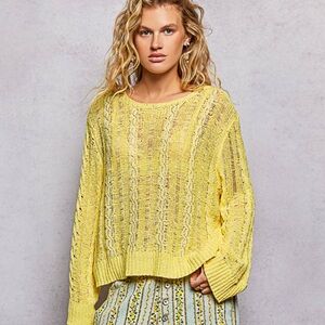 💕 Coming Soon! POL Yellow Cable Knit Sweater